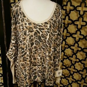 NWT  LEOPARD‎ ORGANIC COTTON LONG SLEEVE DOLMAN TOP Size Small